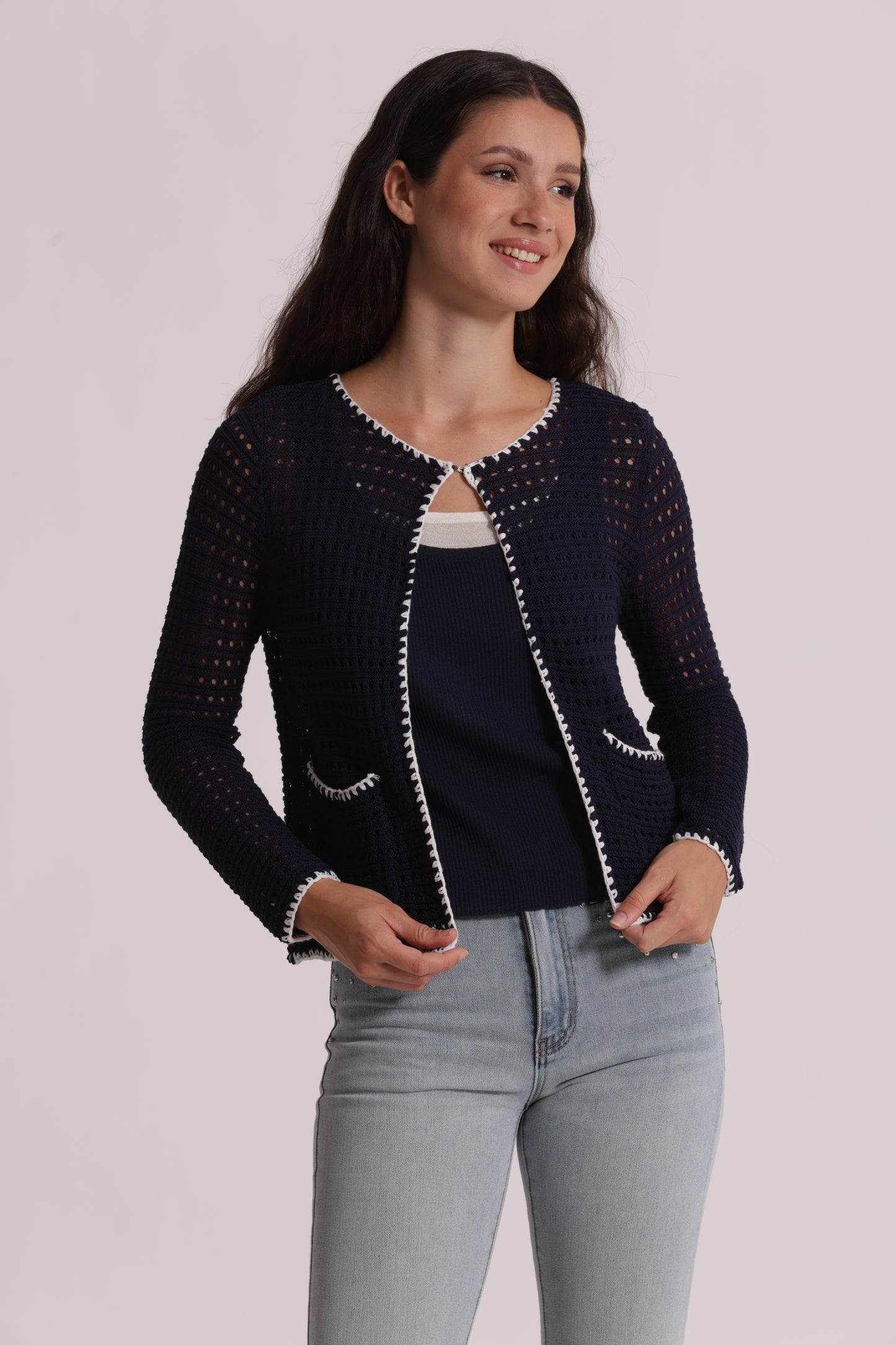 CARDIGAN TRAFORATO BICOLOR