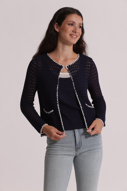 CARDIGAN TRAFORATO BICOLOR