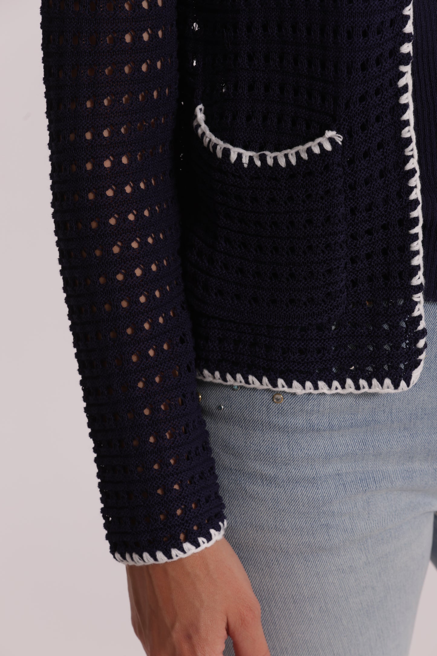CARDIGAN TRAFORATO BICOLOR