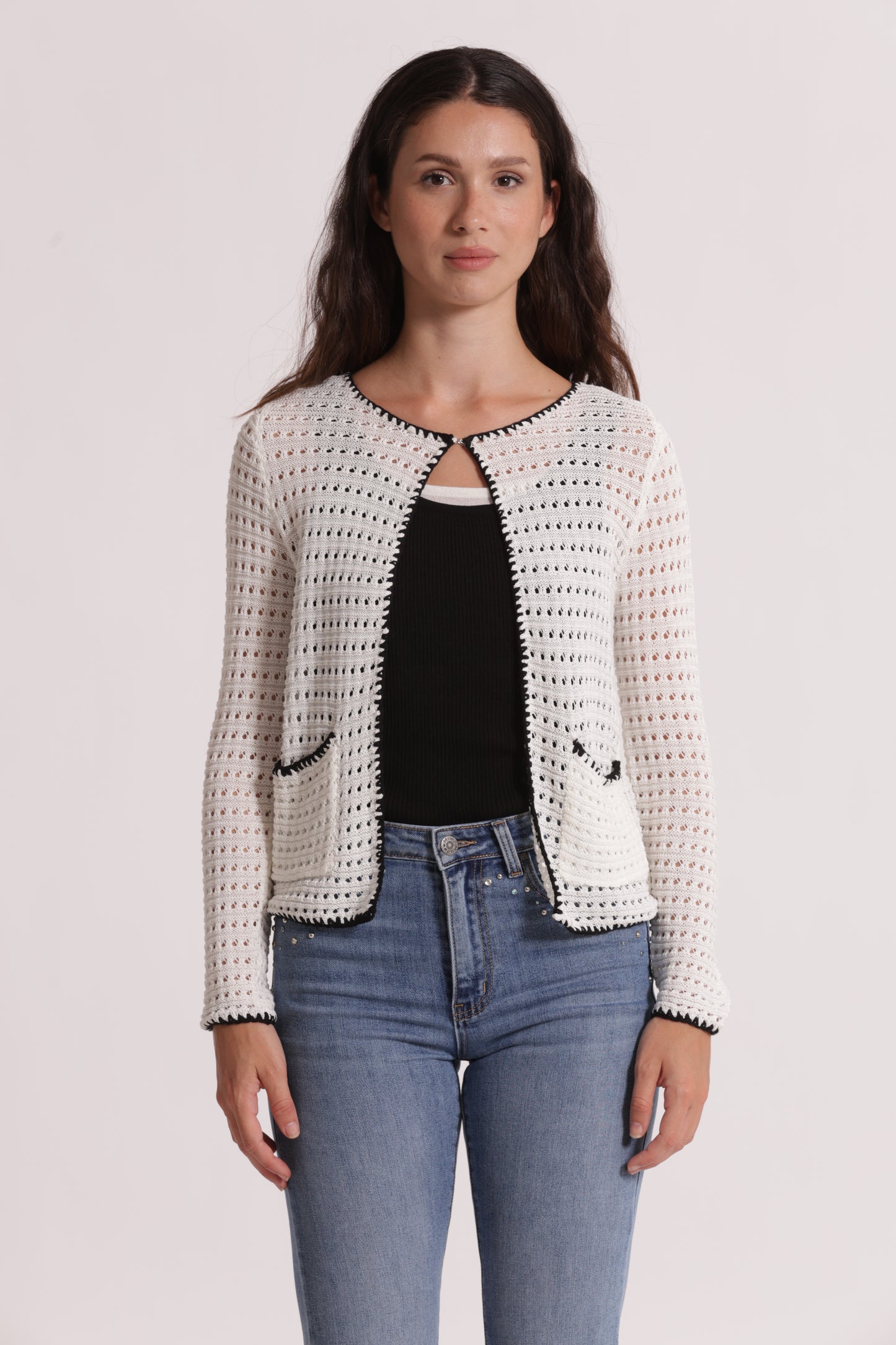 CARDIGAN TRAFORATO BICOLOR