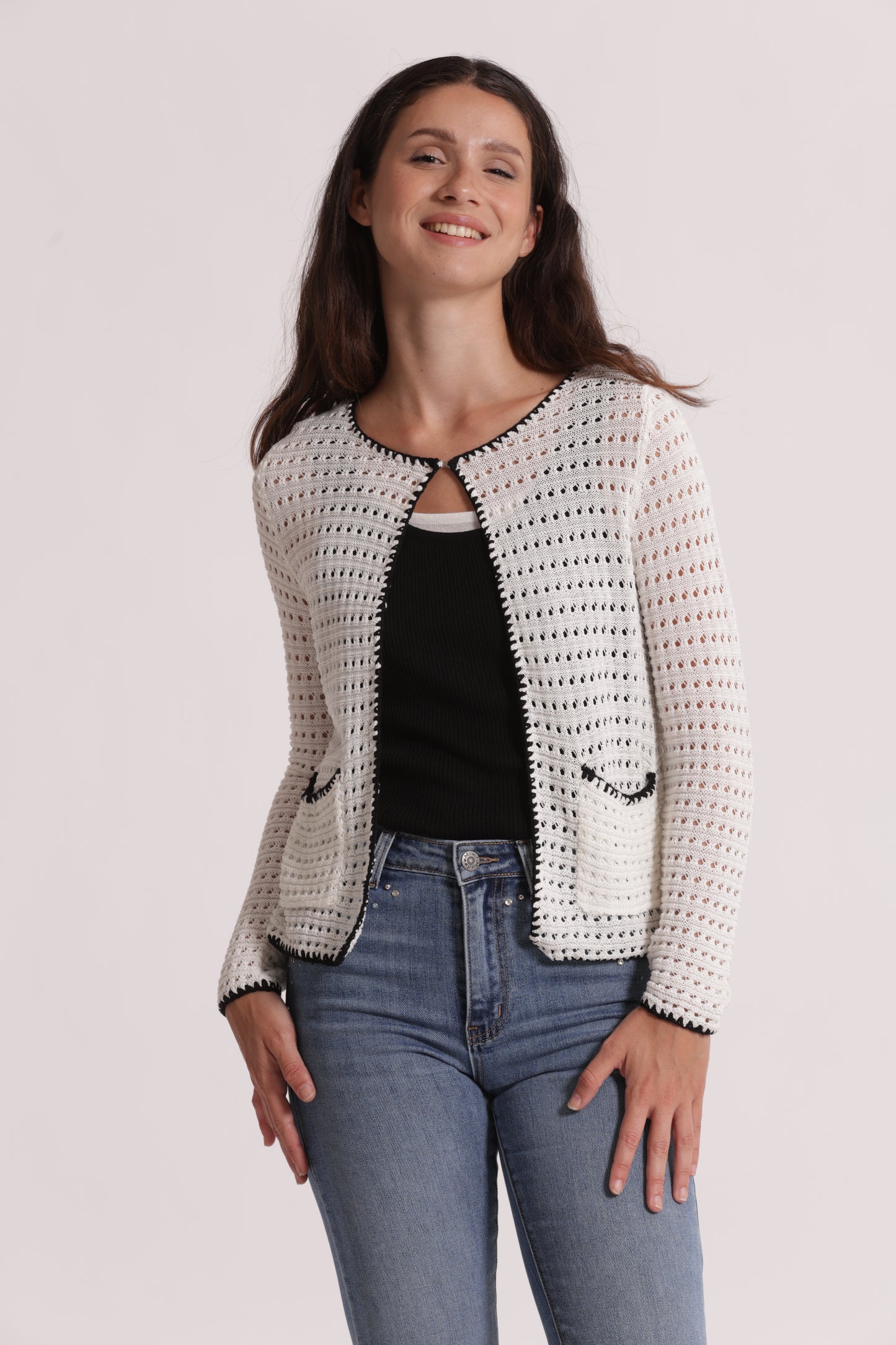 CARDIGAN TRAFORATO BICOLOR