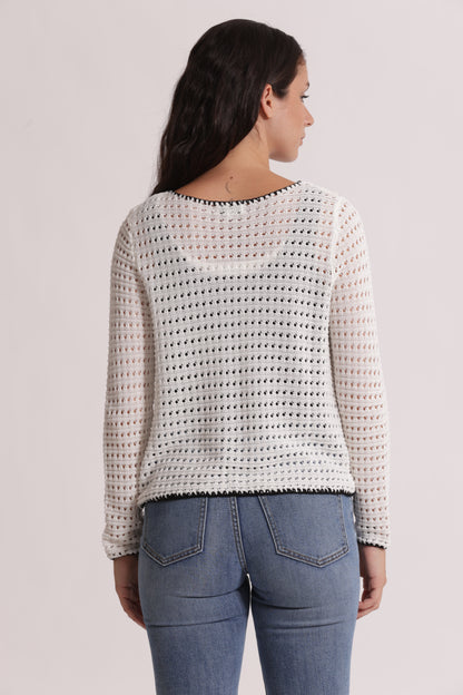 CARDIGAN TRAFORATO BICOLOR