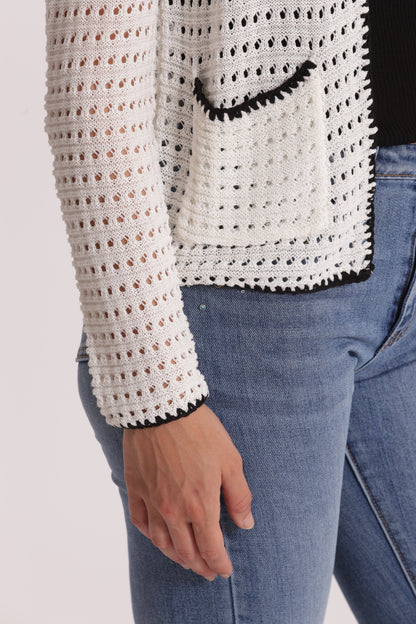 CARDIGAN TRAFORATO BICOLOR