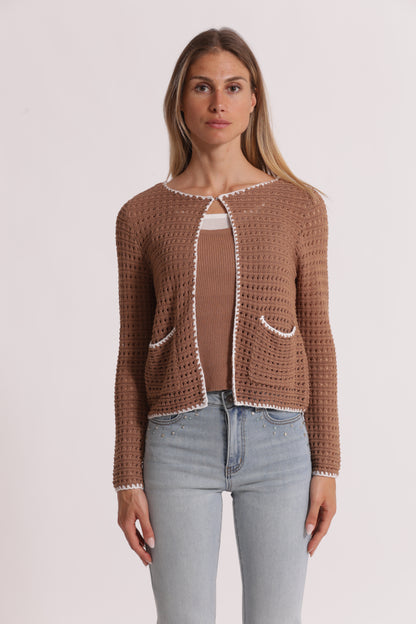CARDIGAN TRAFORATO BICOLOR