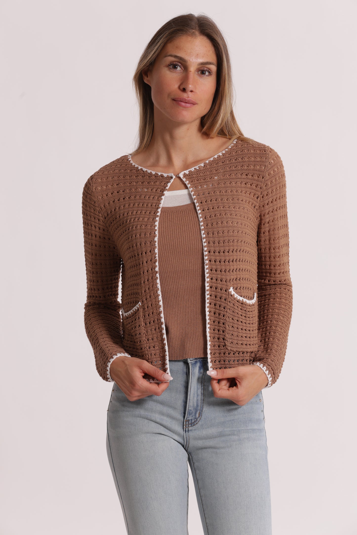 CARDIGAN TRAFORATO BICOLOR