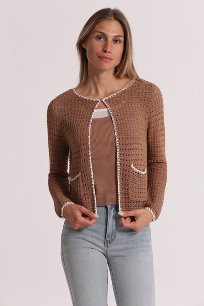 CARDIGAN TRAFORATO BICOLOR