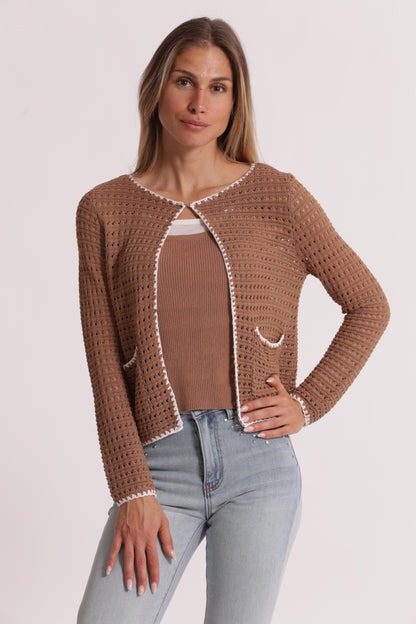 CARDIGAN TRAFORATO BICOLOR