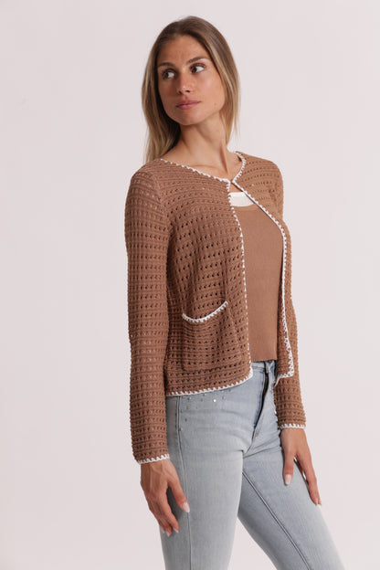 CARDIGAN TRAFORATO BICOLOR