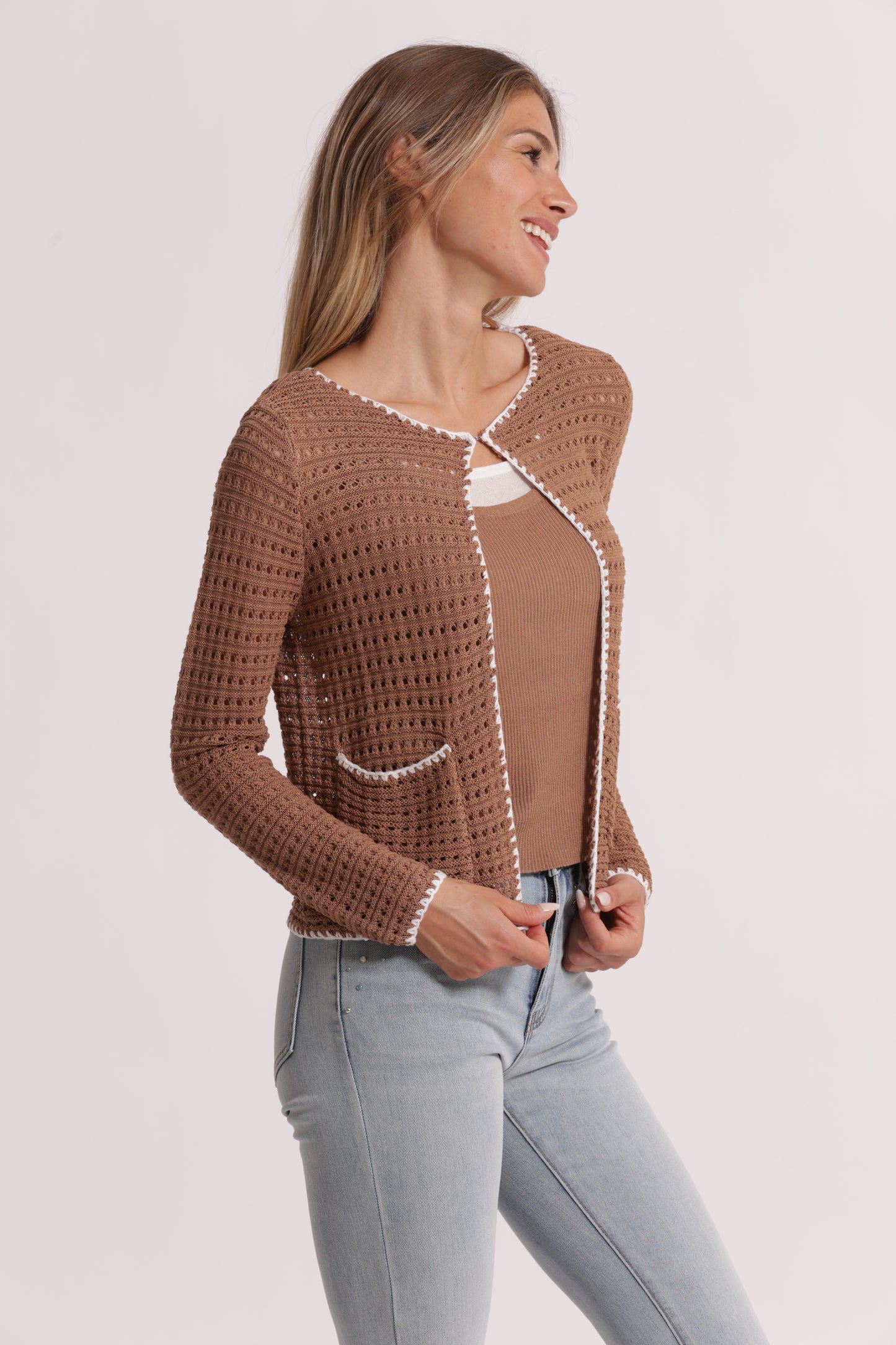 CARDIGAN TRAFORATO BICOLOR