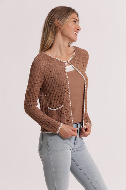 CARDIGAN TRAFORATO BICOLOR