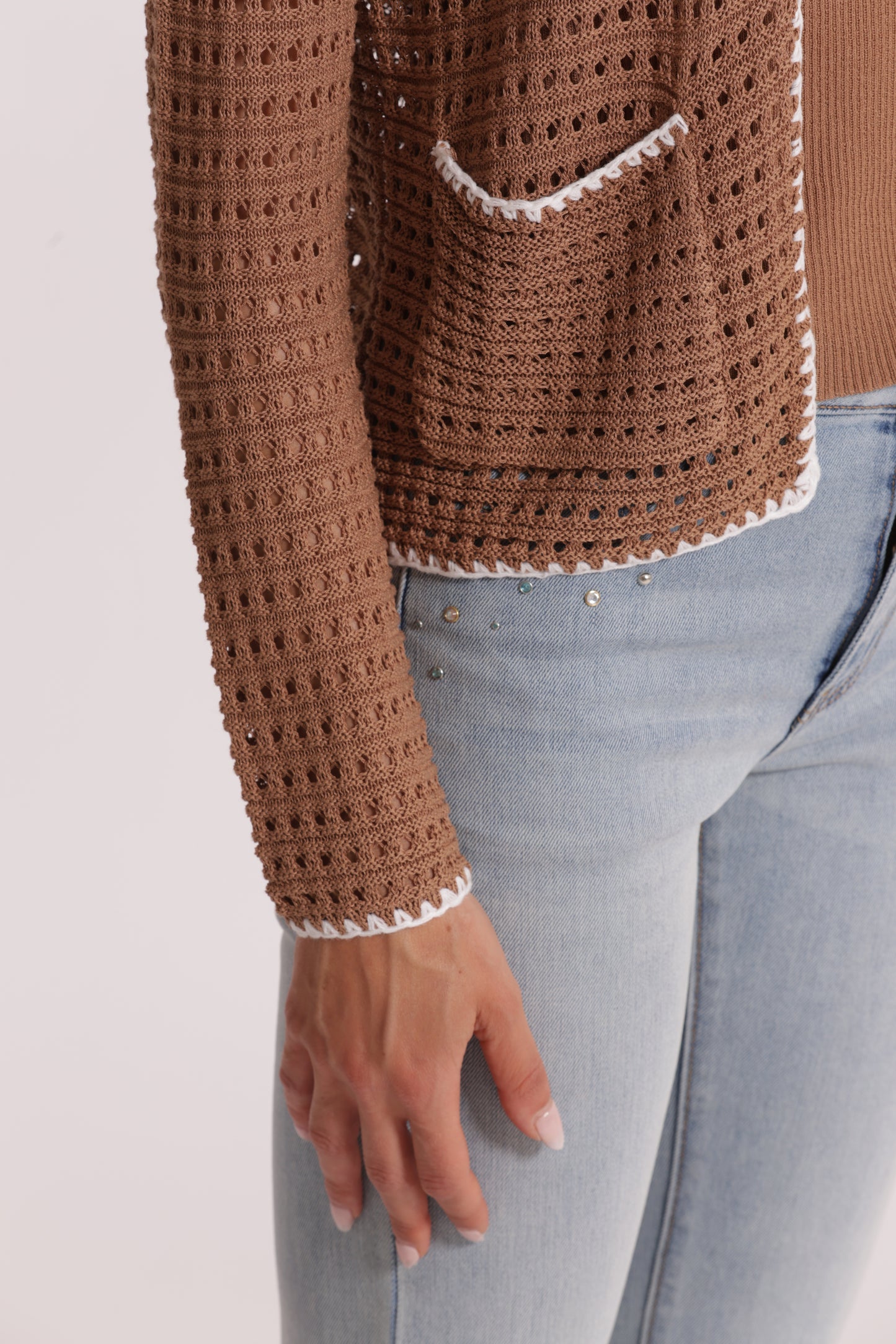CARDIGAN TRAFORATO BICOLOR