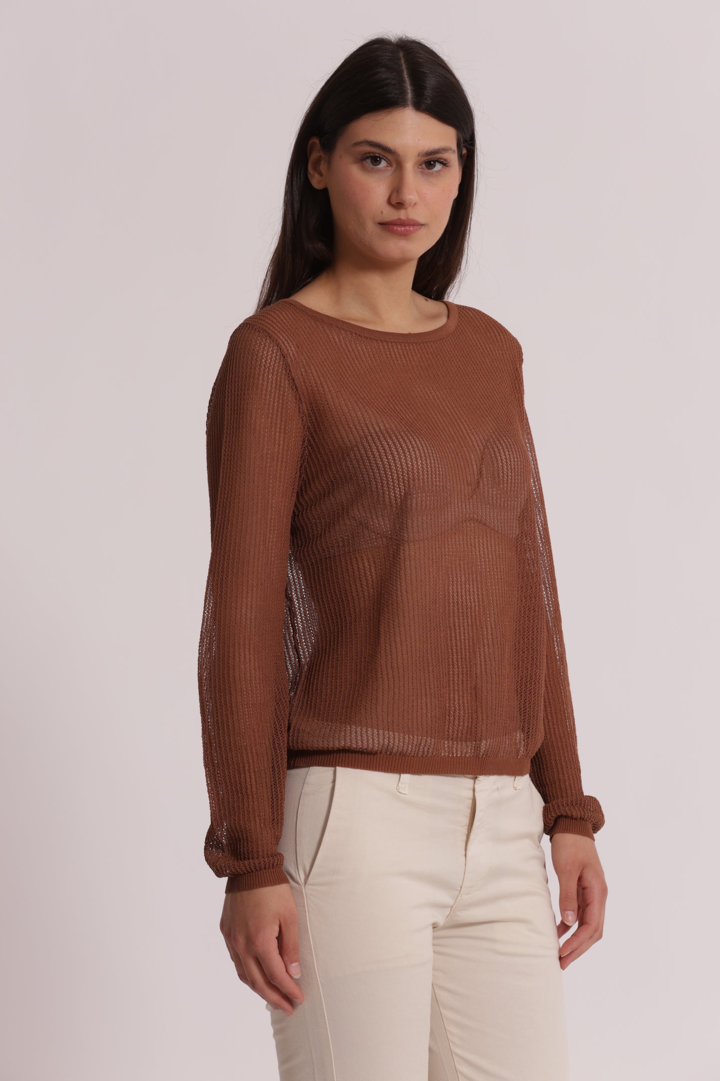MAGLIA TRAFORATA A MANICHE LUNGHE