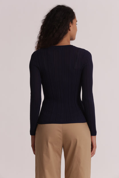 CARDIGAN A COSTINE IN MAGLIA CON BOTTONI