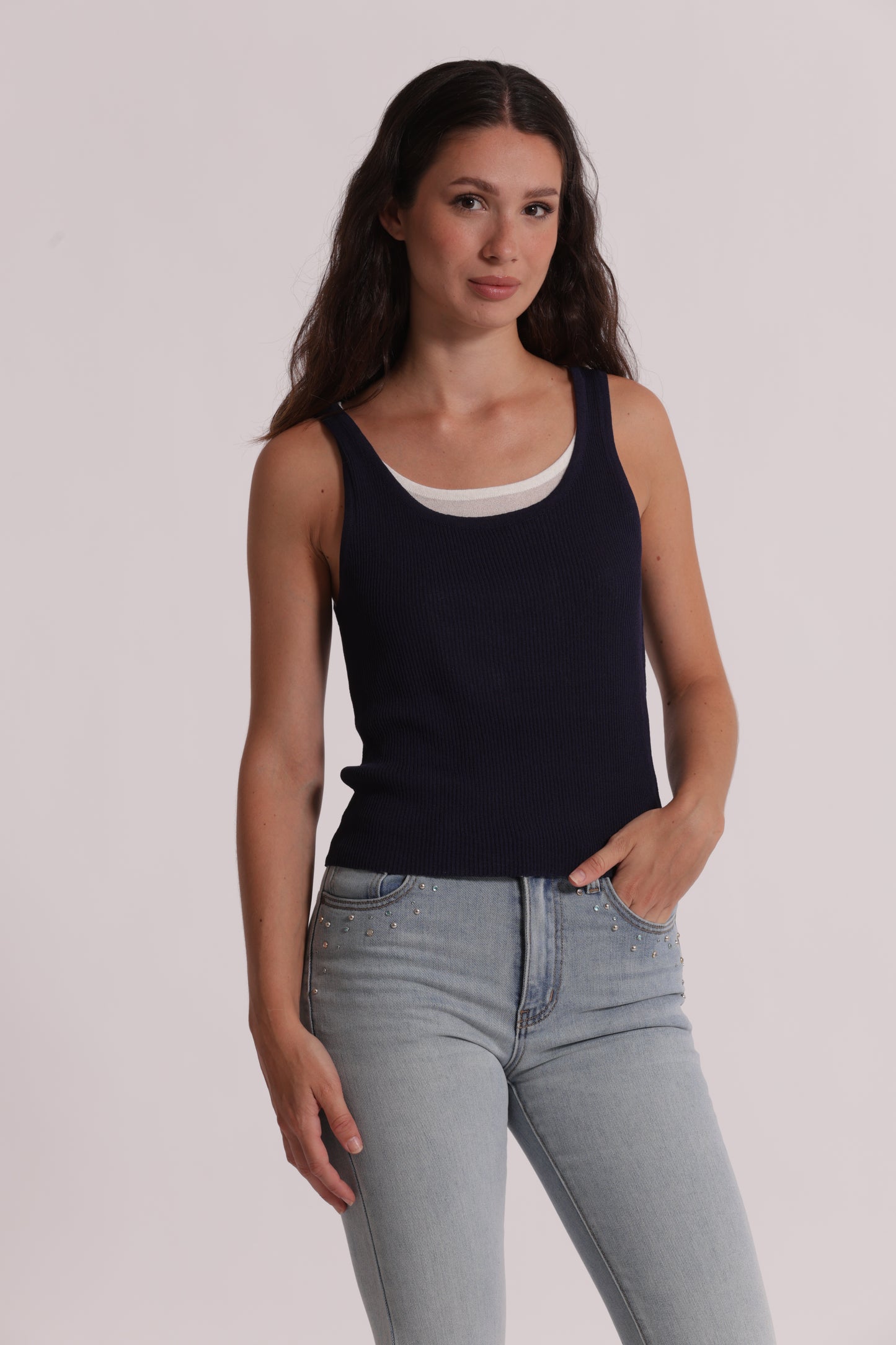 TOP IN MAGLIA DOPPIO SCOLLO