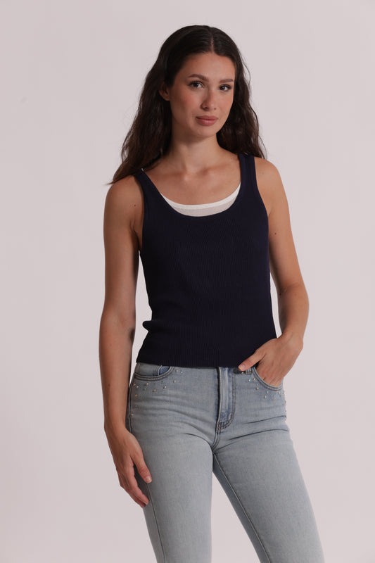 TOP IN MAGLIA DOPPIO SCOLLO
