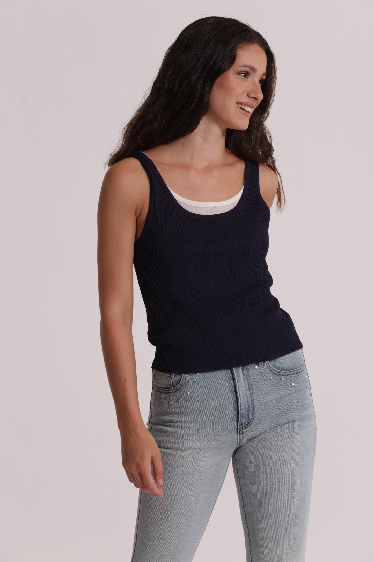 TOP IN MAGLIA DOPPIO SCOLLO