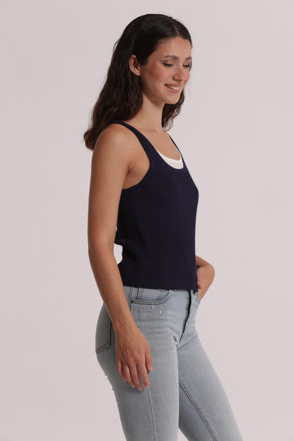 TOP IN MAGLIA DOPPIO SCOLLO
