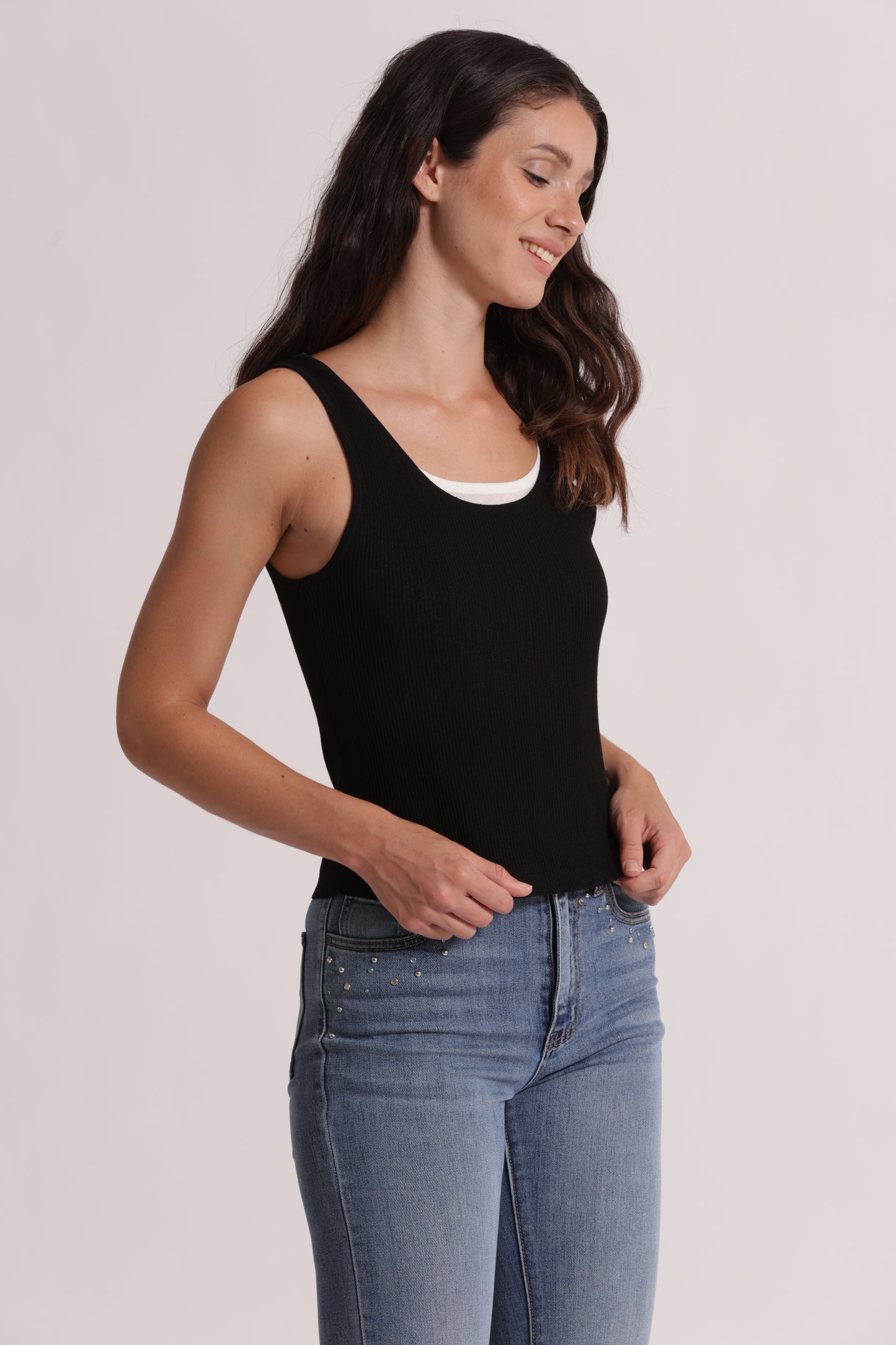 TOP IN MAGLIA DOPPIO SCOLLO