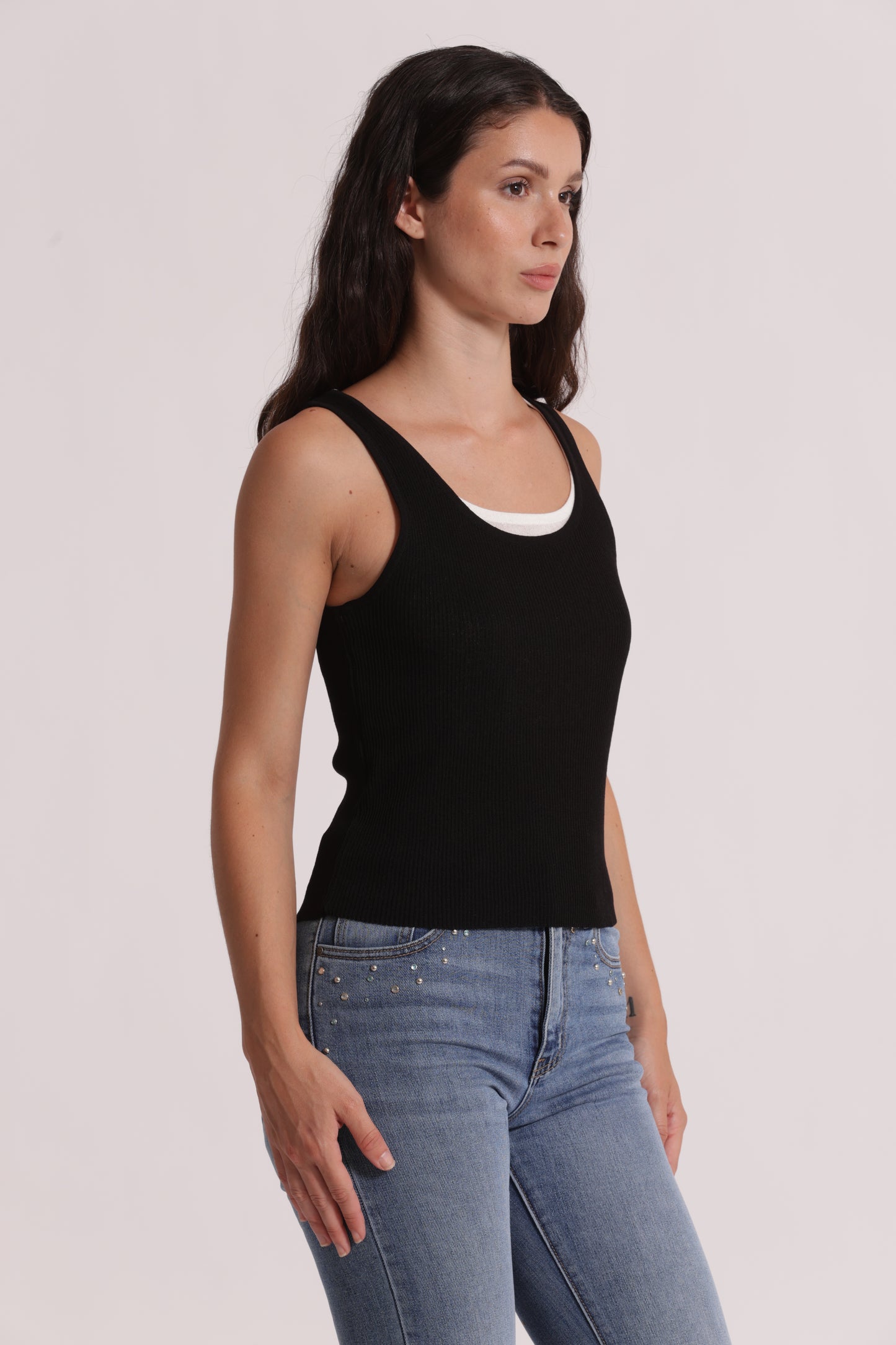 TOP IN MAGLIA DOPPIO SCOLLO