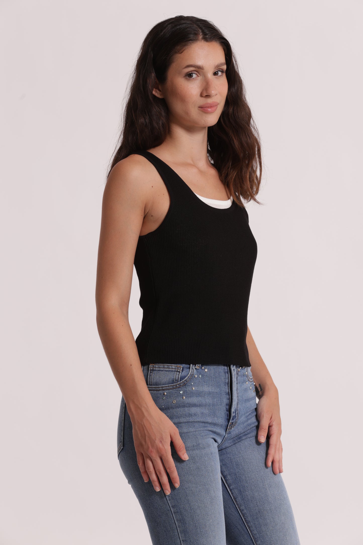 TOP IN MAGLIA DOPPIO SCOLLO