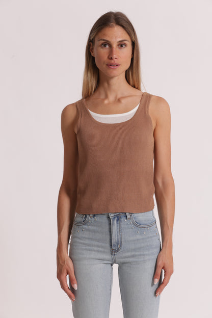 TOP IN MAGLIA DOPPIO SCOLLO