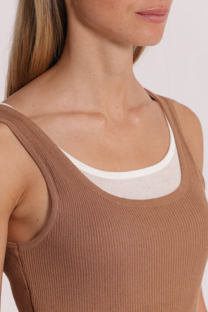TOP IN MAGLIA DOPPIO SCOLLO
