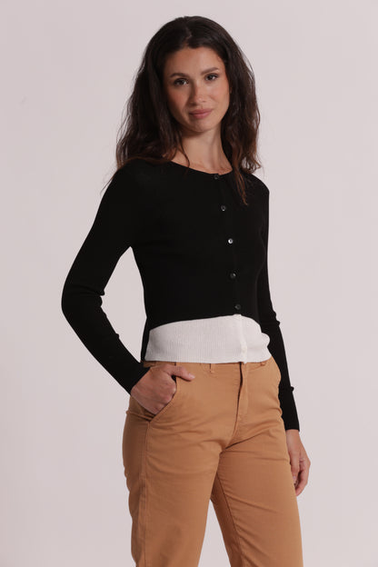 CARDIGAN IN MAGLIA DOPPIA ABBOTTONATURA