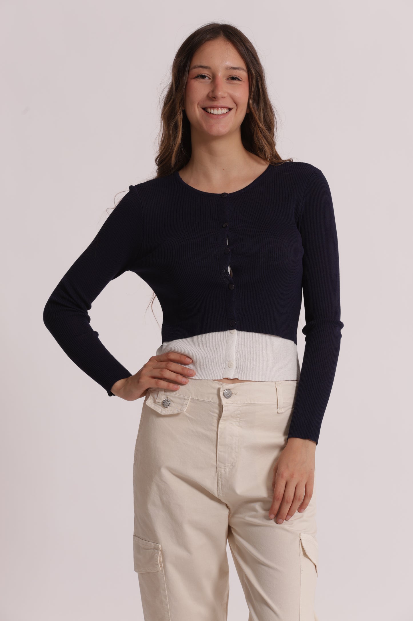 CARDIGAN IN MAGLIA DOPPIA ABBOTTONATURA