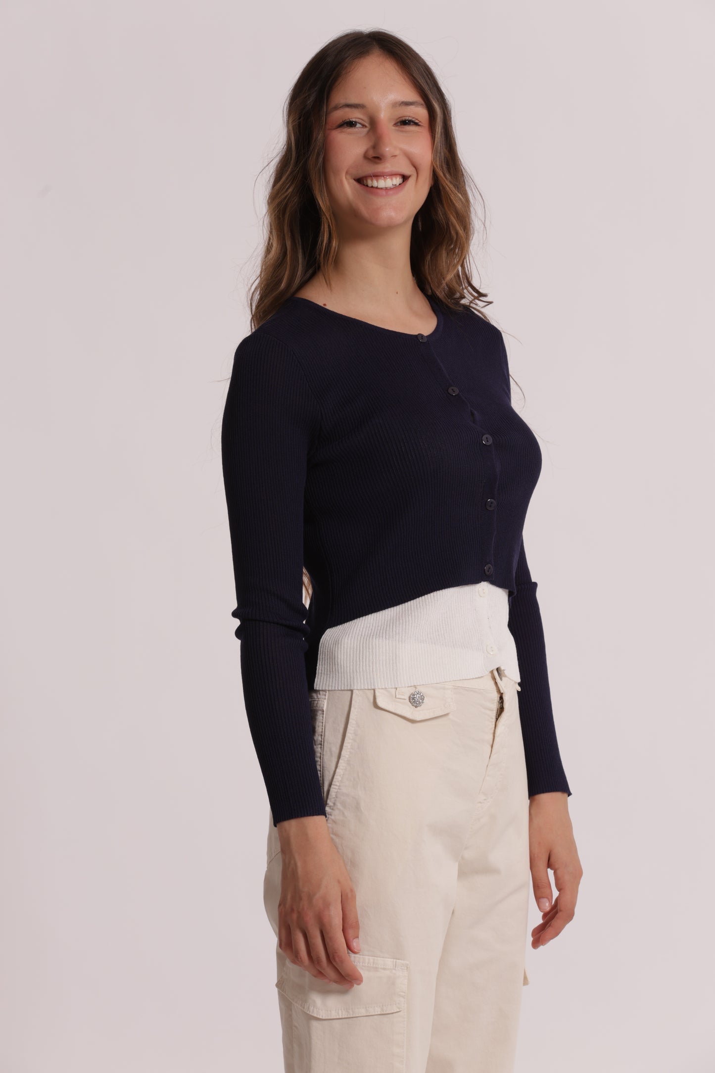CARDIGAN IN MAGLIA DOPPIA ABBOTTONATURA