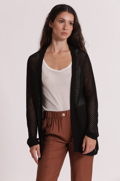 CARDIGAN LUNGO IN MAGLIA TRAFORATO