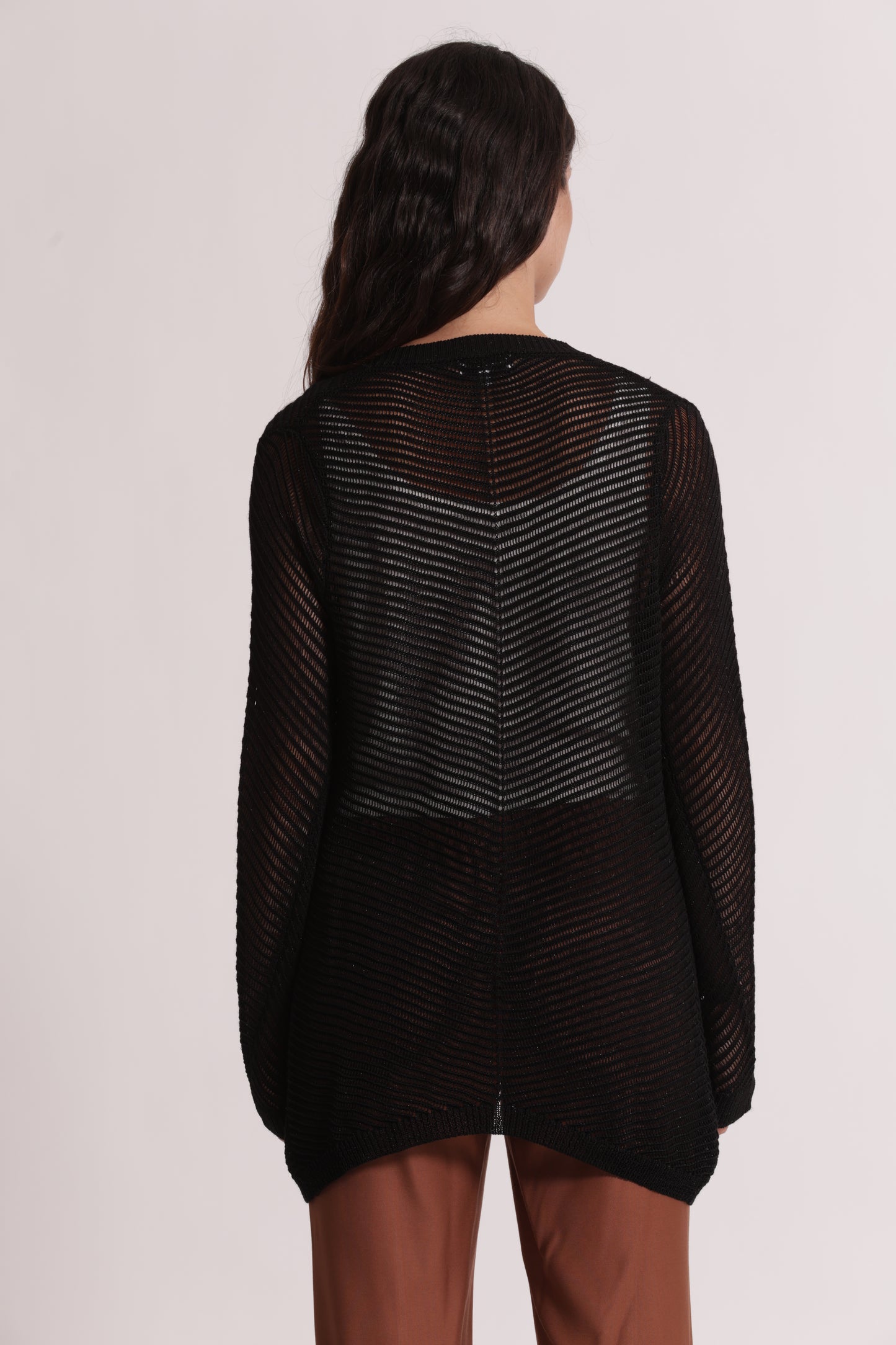 CARDIGAN LUNGO IN MAGLIA TRAFORATO
