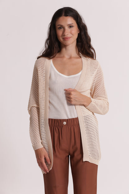 CARDIGAN LUNGO IN MAGLIA TRAFORATO