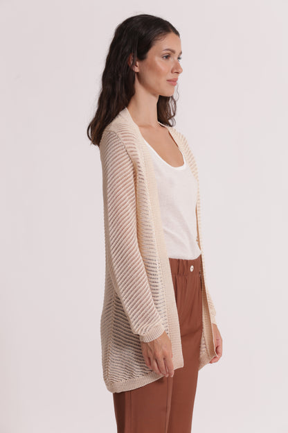 CARDIGAN LUNGO IN MAGLIA TRAFORATO