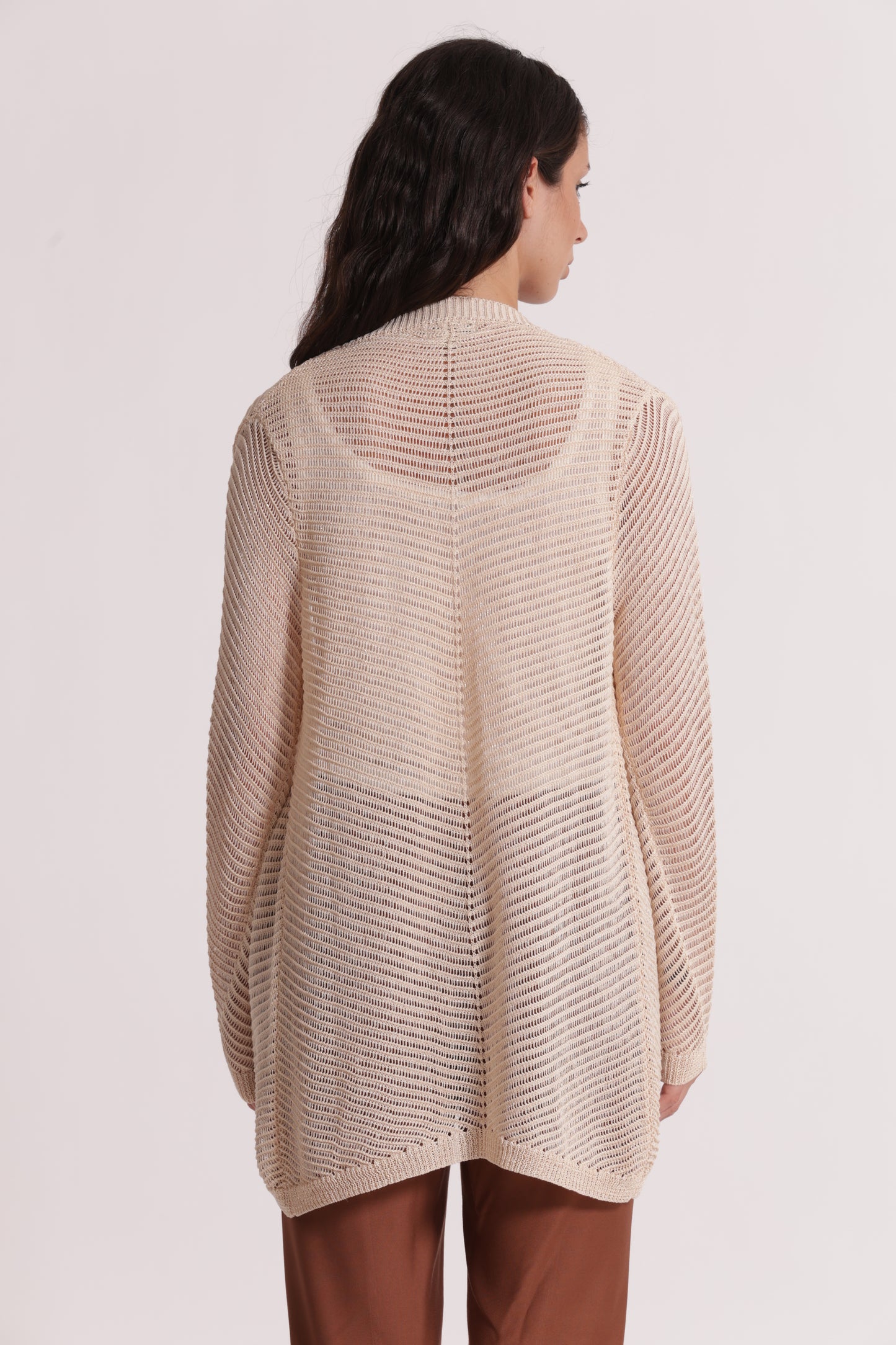 CARDIGAN LUNGO IN MAGLIA TRAFORATO