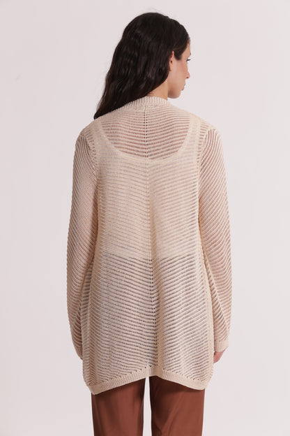 CARDIGAN LUNGO IN MAGLIA TRAFORATO