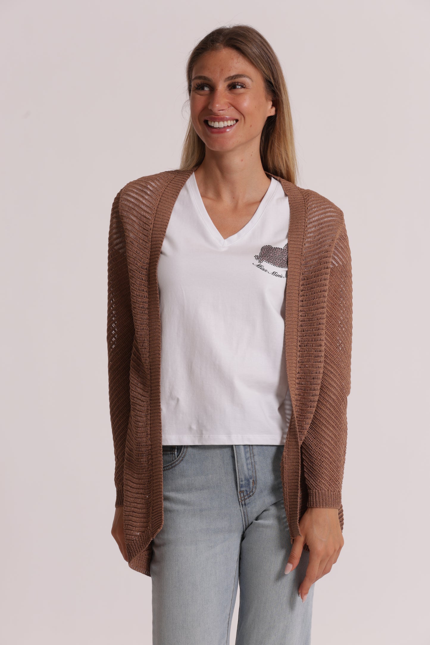 CARDIGAN LUNGO IN MAGLIA TRAFORATO