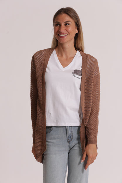CARDIGAN LUNGO IN MAGLIA TRAFORATO