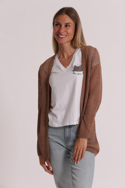 CARDIGAN LUNGO IN MAGLIA TRAFORATO