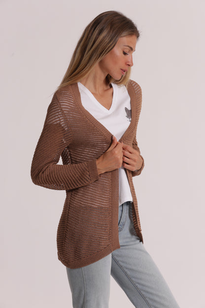 CARDIGAN LUNGO IN MAGLIA TRAFORATO