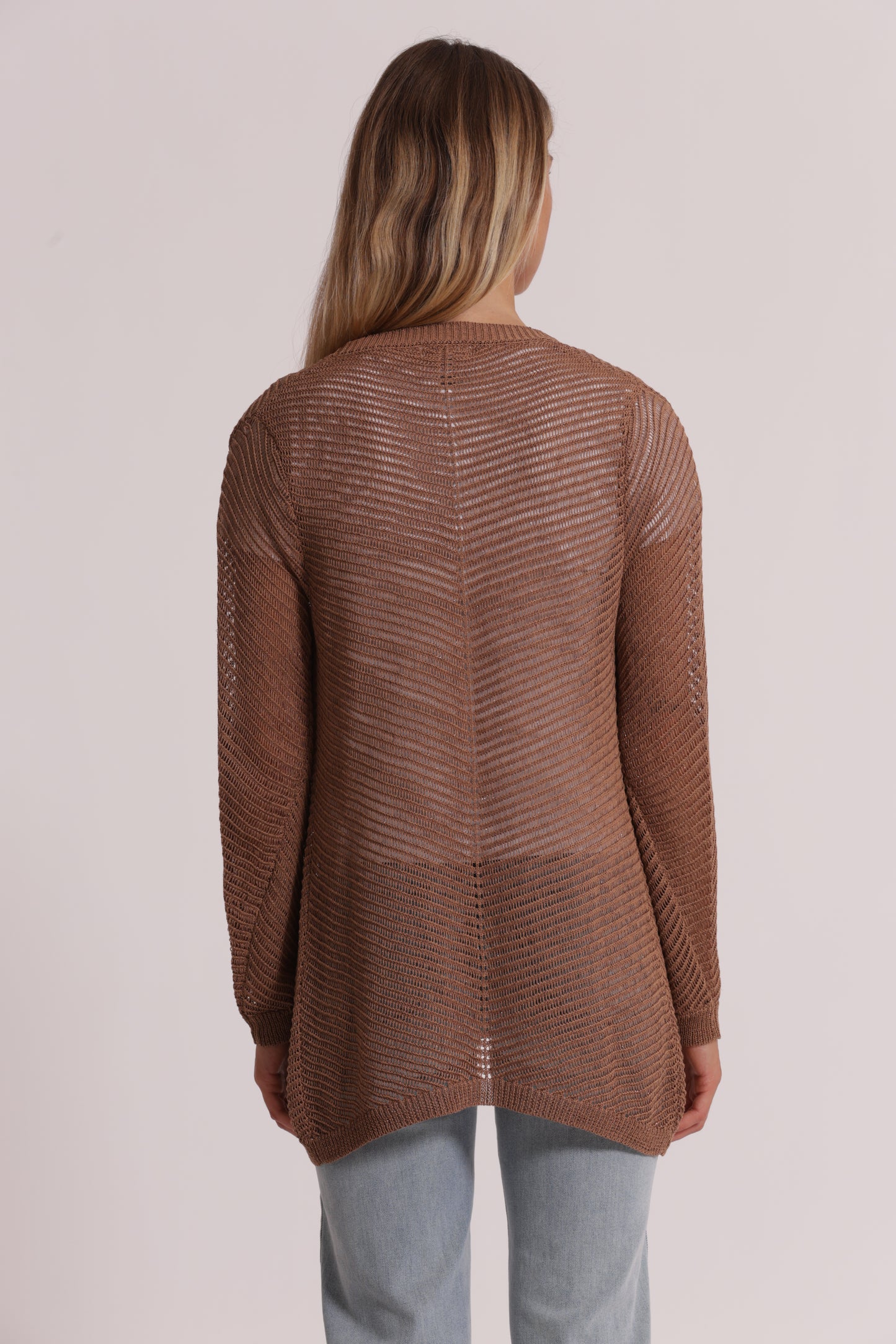 CARDIGAN LUNGO IN MAGLIA TRAFORATO