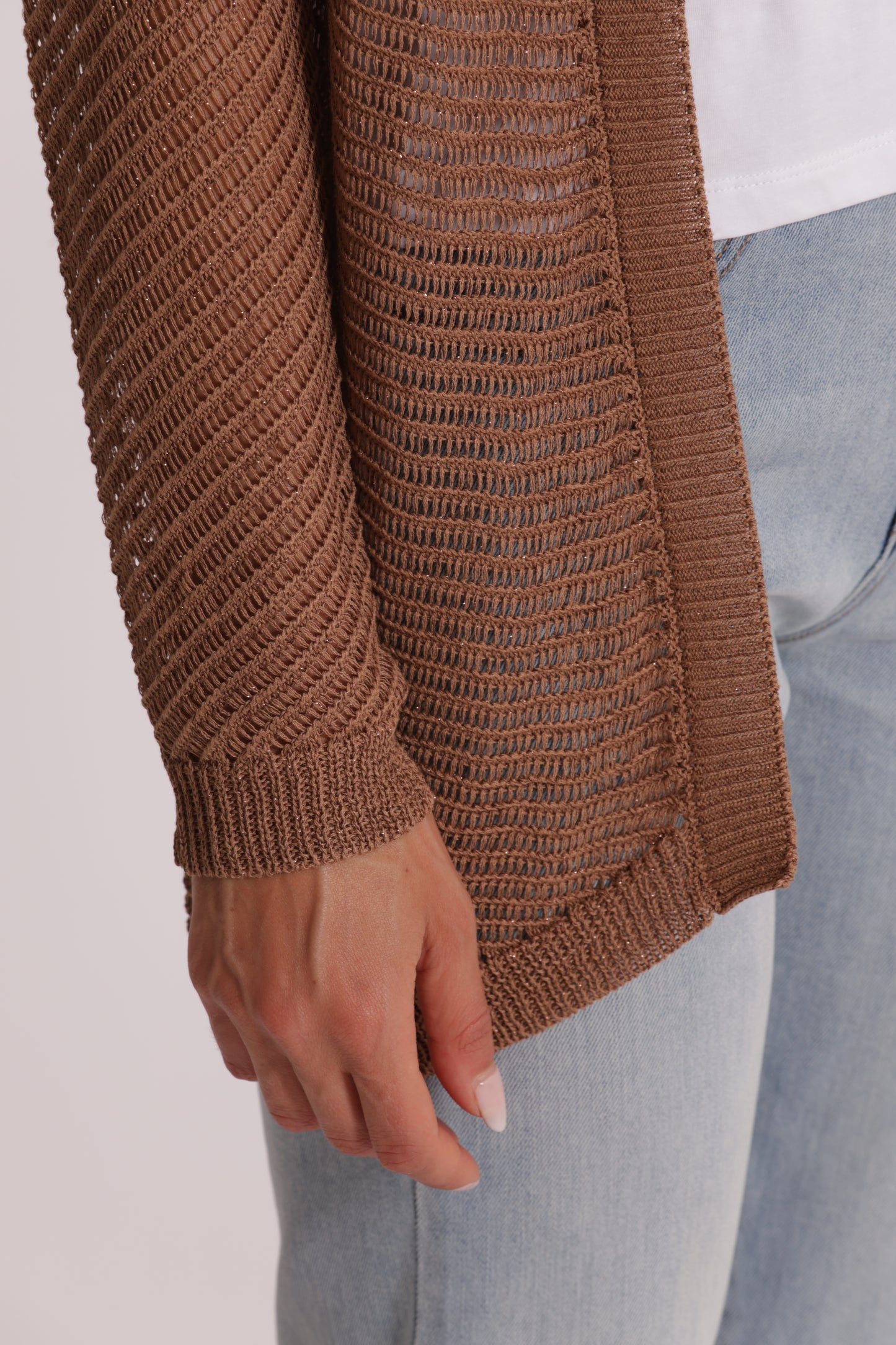 CARDIGAN LUNGO IN MAGLIA TRAFORATO