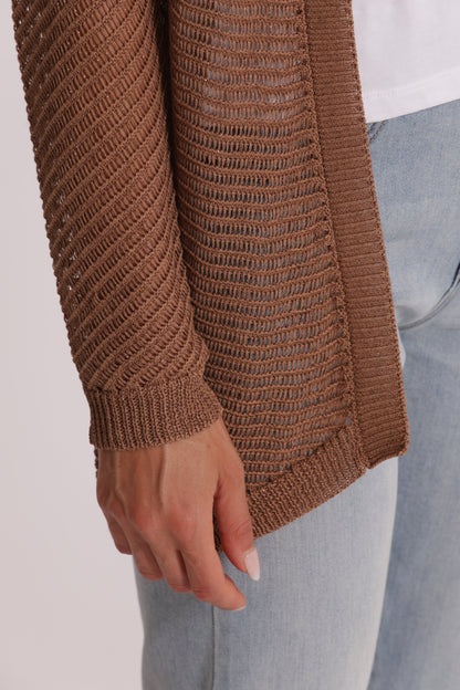 CARDIGAN LUNGO IN MAGLIA TRAFORATO