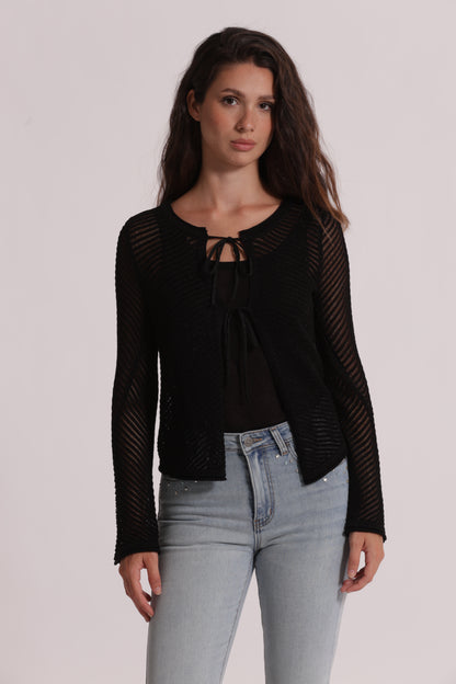 CARDIGAN IN MAGLIA CON FIOCCHI