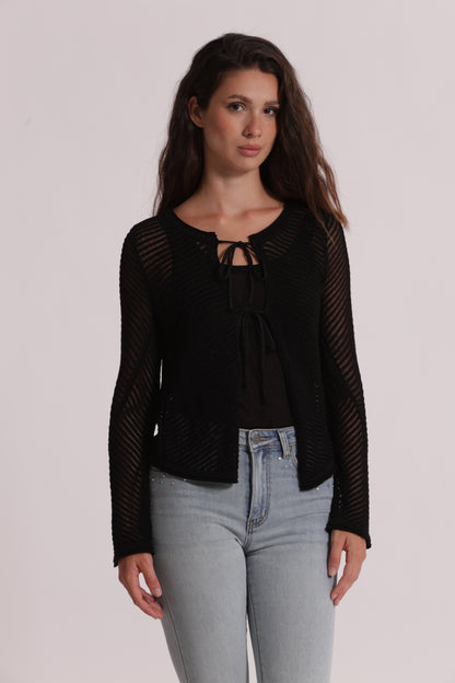 CARDIGAN IN MAGLIA CON FIOCCHI