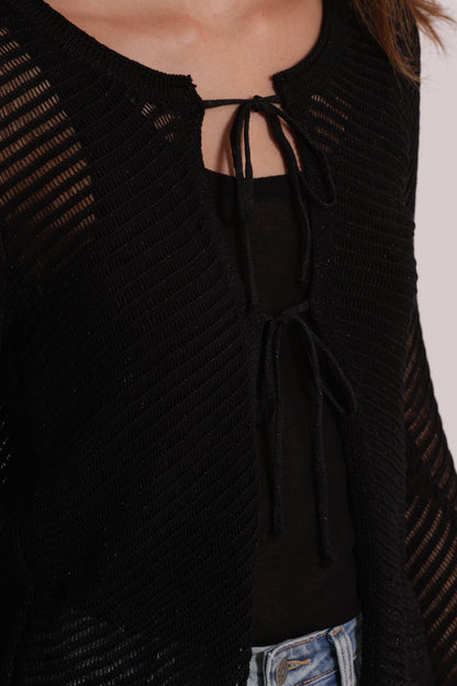 CARDIGAN IN MAGLIA CON FIOCCHI