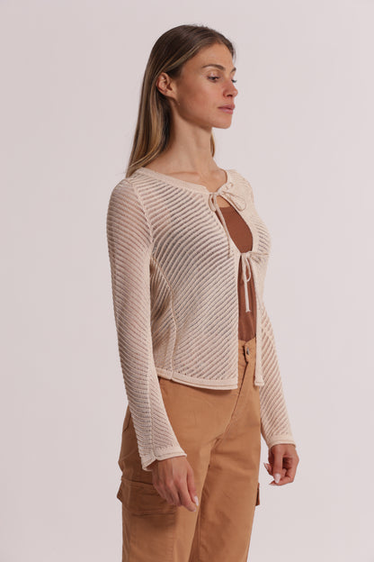 CARDIGAN IN MAGLIA CON FIOCCHI
