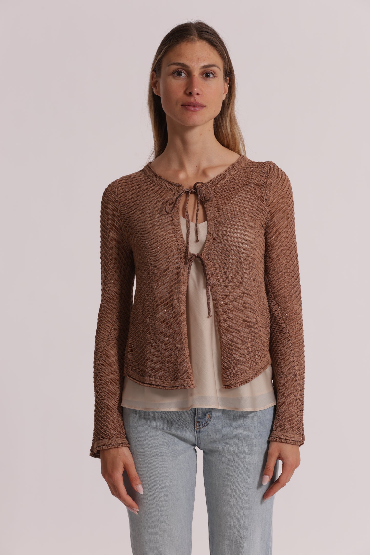 CARDIGAN IN MAGLIA CON FIOCCHI