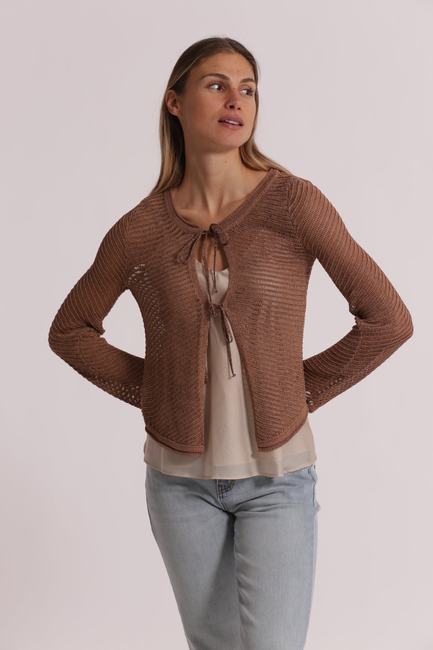 CARDIGAN IN MAGLIA CON FIOCCHI