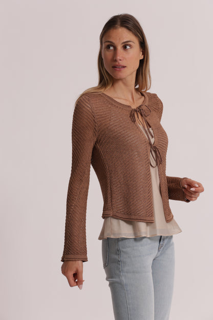 CARDIGAN IN MAGLIA CON FIOCCHI