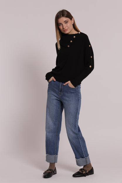 MAGLIA COLLO ALTO CON BOTTONI